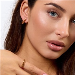 Комплект ювелирной бижутерии коллекция "Дубай" серьги и кольцо 18 р, покрытие позолота, вставка: фианиты, цвет: шампань, арт.414.220-18