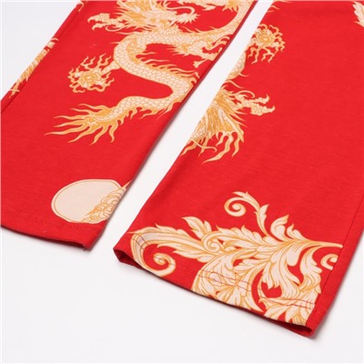 Пижама женская (майка, брюки), красная, размер 46