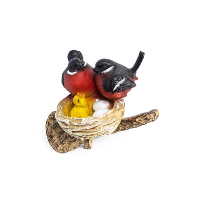 Подвесной декор из полистоуна «Гнездо со снегирями» 15×12×10 см