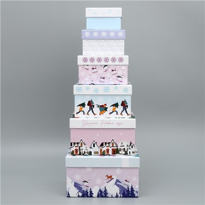 Набор подарочных коробок 6 в 1 «С Новым годом», 10×10×6 – 20×20×11 см