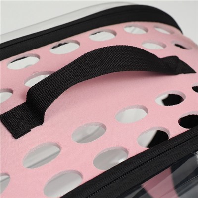 Переноска для животных, 42×32×28 с, прозрачная, розовая