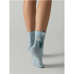 Классические CONTE CLASSIC Удлинённые носки женские из хлопка с пикотом «Подснежник»