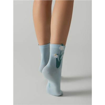 Классические CONTE CLASSIC Удлинённые носки женские из хлопка с пикотом «Подснежник»