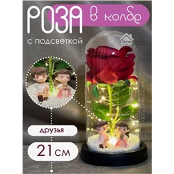 Роза подарочная в колбе, с подсветкой  "Друзья", usb