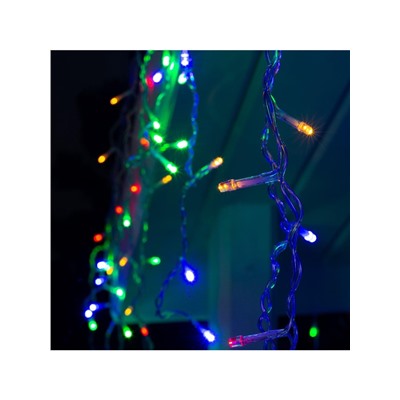 Гирлянда «Бахрома» 4×0.6 м, IP44, прозрачная нить, 180 LED, свечение мульти, 8 режимов, 220 В