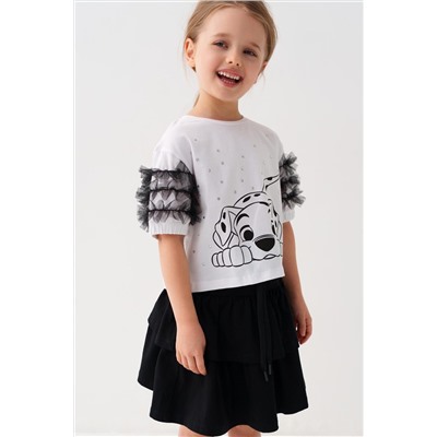 Комплект трикотажный для девочек: джемпер (футболка), юбка PLAYTODAY, 1240019