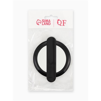 Зеркало с ручкой, складное, двустороннее, с увеличением х2, 8.3×10×1.3 см, (d=6.4 см), чёрное