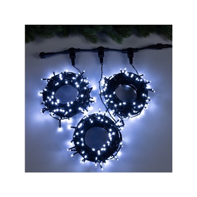 Гирлянда «Клип-лайт» 3 нити по 20 м, IP44, УМС, тёмная нить, 399 LED, свечение белое, мерцание, 24 В