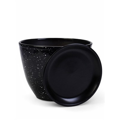 Горшок для цветов «Гранит», 8 л, d=29.5 см, h=33 см, керамика, с поддоном, чёрный