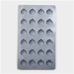 Форма для конфет и шоколада Доляна «Орешки», силикон, 30×17.5×1.5 см, 24 ячейки (3×2.6 см), серая