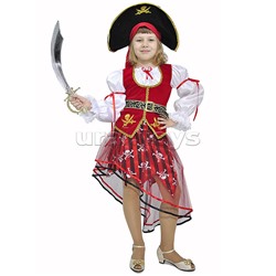 Изделие швейное для девочек "Пиратка" (блуза, юбка, шляпа) р.134-68 (полный комплект)