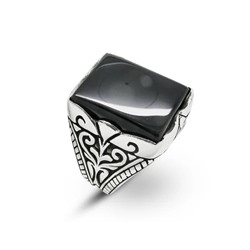 Мужское кольцо из серебра оникс, ТМК-16