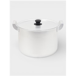 Кастрюля, 10 л, d=26 см, металлические ручки и крышка, листовой алюминий 1.5 мм, серебристая