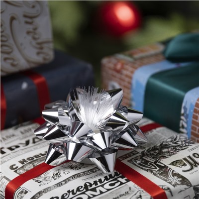 Светодиодная игрушка «Бант-звезда» 10 см, от батареек LR44×3, свечение мульти, серебристая