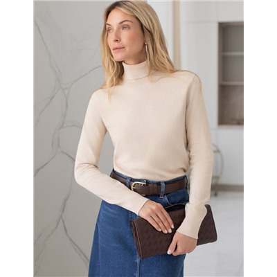 Водолазка тонкой вязки из хлопка с нейлоном