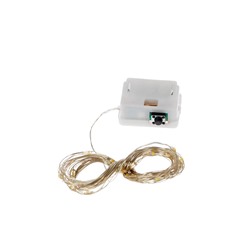 Гирлянда «Нить» 3 м, роса, IP20, серебристая нить. 30 LED, от батареек AG13×3, 3 режима, свечение тёплое белое