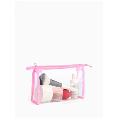 Набор простых косметичек 2 в 1 на молниях, с надписями, розовый
