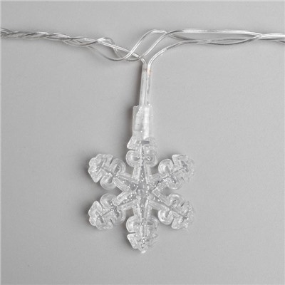 УЦЕНКА Гирлянда «Нить» 5 м с насадками «Снежинки», IP20, прозрачная нить, 20 LED, свечение мульти (RG/RB), мигание, 220 В