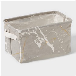 Корзина для хранения с ручками Доляна «Мрамор», 28×16×16 см, серая