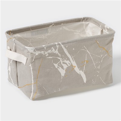 Корзина для хранения с ручками Доляна «Мрамор», 28×16×16 см, серая