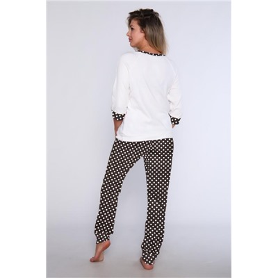 Женский домашний костюм с брюками 66 (Темно-коричневый)