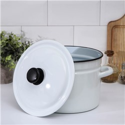 Кастрюля эмалированная, 6 л, белая