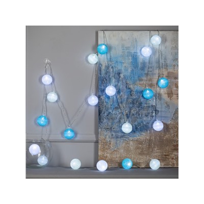 Гирлянда «Нить» 5 м с насадками «Клубки пастельные», IP20, прозрачная нить, 20 LED, свечение белое, 220 В