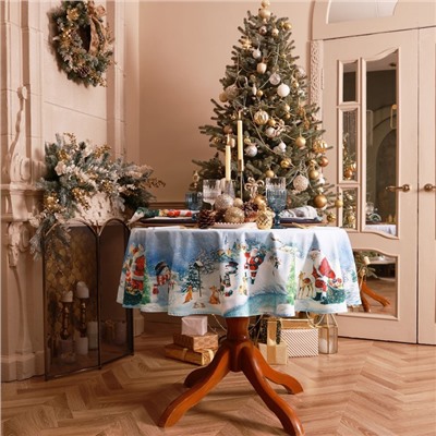 Скатерть новогодняя «Этель. Рождественский вечер», d=150 см, 100% хлопок, саржа 190 г/м²
