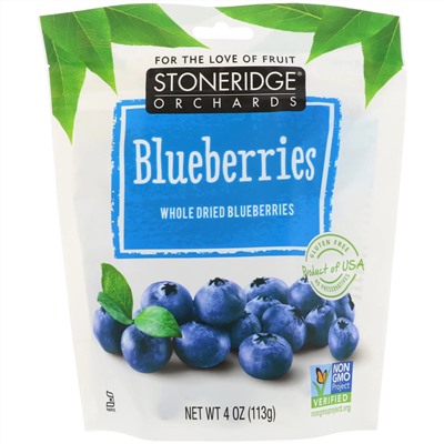 Stoneridge Orchards, Черника, Целые сушеные ягоды черники, 4 унции (113 г)