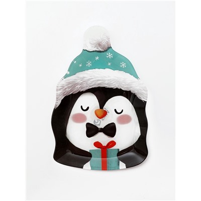 Тарелка новогодняя плоская «Пингвин», 13.8×20.5 см