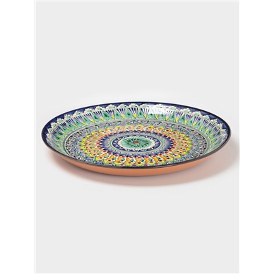 Ляган узбекский Риштанская Керамика «Узоры», d=37 см, синий