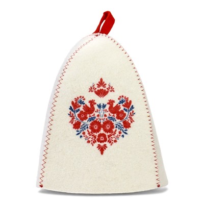 Шапка для бани и сауны «Славянка», полиэфир, шерсть, белая