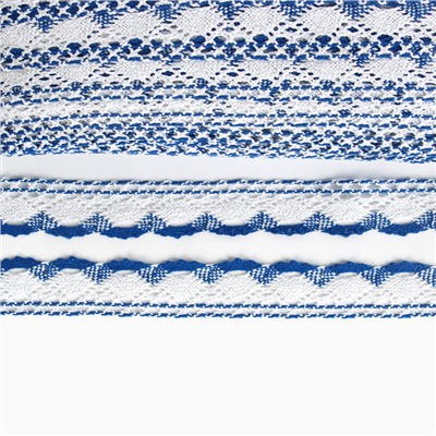 Тесьма плетёная, с люрексом 4.5 см, в рулоне 100 м, сине-белая