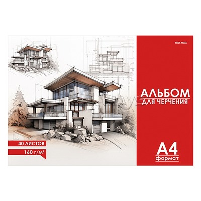 Альбом для черчения А4 40 л. "Чертёж здания"