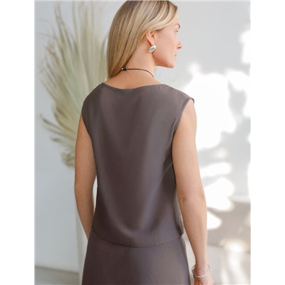 Топ c вырезом лодочка из плотного лиоцелла