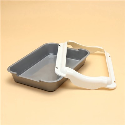 Туалет средний с бортом 36×26×9, серый/белый