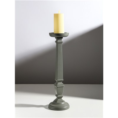 Деревянный подсвечник на 1 свечу «Греция», серый, 11.5×11.5×39.5 см