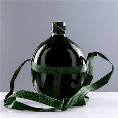 Фляжка армейская походная Adventure, 1.3 л, для воды, на лямках, металлическая, зелёная