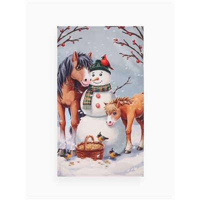 Набор кухонных полотенец «Этель. Лошадки», новогодний, 4 шт., 34×60 см