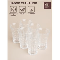 Набор стаканов SL Home «Винтаж», 300 мл, 7.6×12.8 см, 6 шт., высокие, стекло, прозрачный