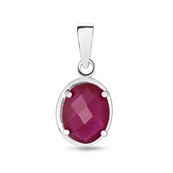 Подвеска, 1 рубин корунд овал 8х10 мм/3.48 ct, Шэди