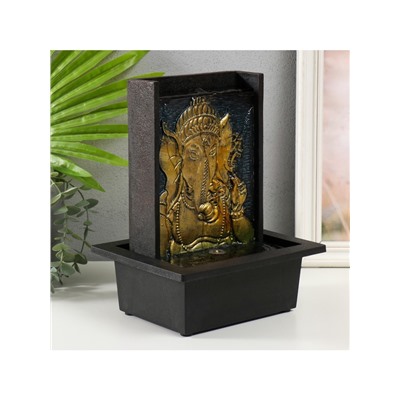 Фонтан настольный с подсветкой «Портрет Ганеша с цветком руке», от сети, 21×17×27 см