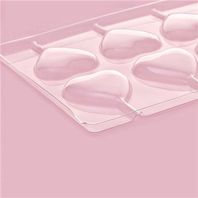 Форма для шоколада и конфет «Сердце», 27.2×18.2 см, 8 ячеек, прозрачная