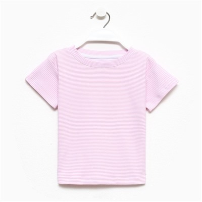 Футболка для девочки в полоску KAFTAN: Basic line, размер 30, (98-104 см), розовая