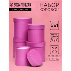 Набор шляпных подарочных коробок 5 в 1 «Фуксия однотонный»,20×20×20‒11×11×11 см