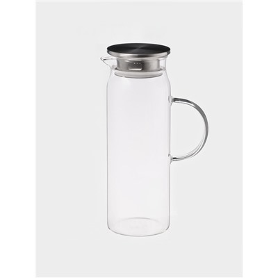 Кувшин для воды Magistro «Богема», 1.7 л, 10×27.5 см, с металлической крышкой, стекло, прозрачный, серебристая крышка
