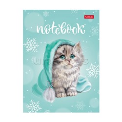 Записная книжка 64л А6ф клетка/линия "Милый котик" тв. переплет мат. ламин.