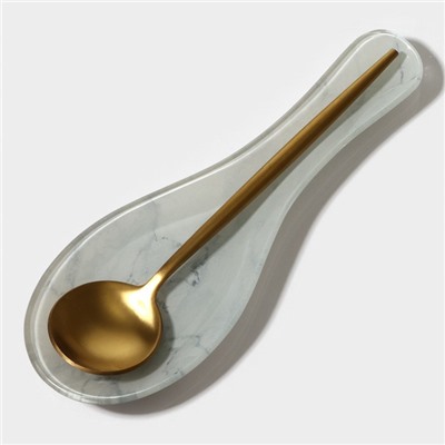 Подставка под ложку Доляна «Марбл белый», 23.5×8.3×1.5 см, стеклоㅤ