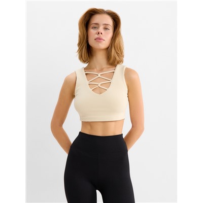 Топ с сеткой женский MINAKU: Casual Collection, ваниль, размер 40