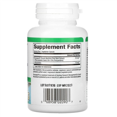 Natural Factors, Pycnogenol, 25 мг, 60 вегетарианских капсул